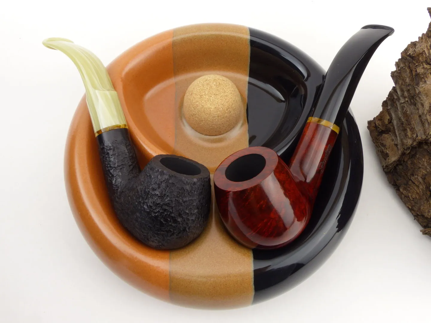 Pfeifenaschenbecher Rund Tricolor Schwarz Braun – Produktbild 5
