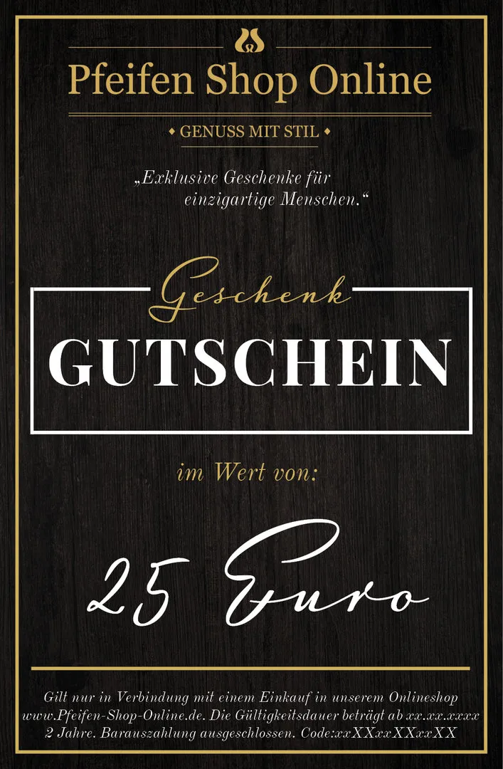 25 Euro Geschenkgutschein von Pfeifen Shop Online