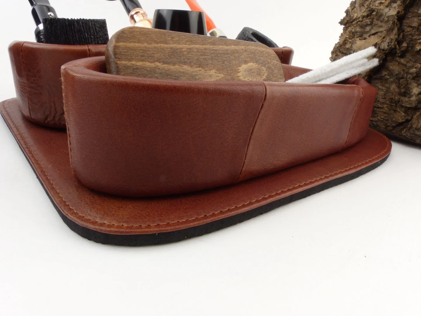 Pfeifenständer Kombi Leder braun 3er – Produktbild 4