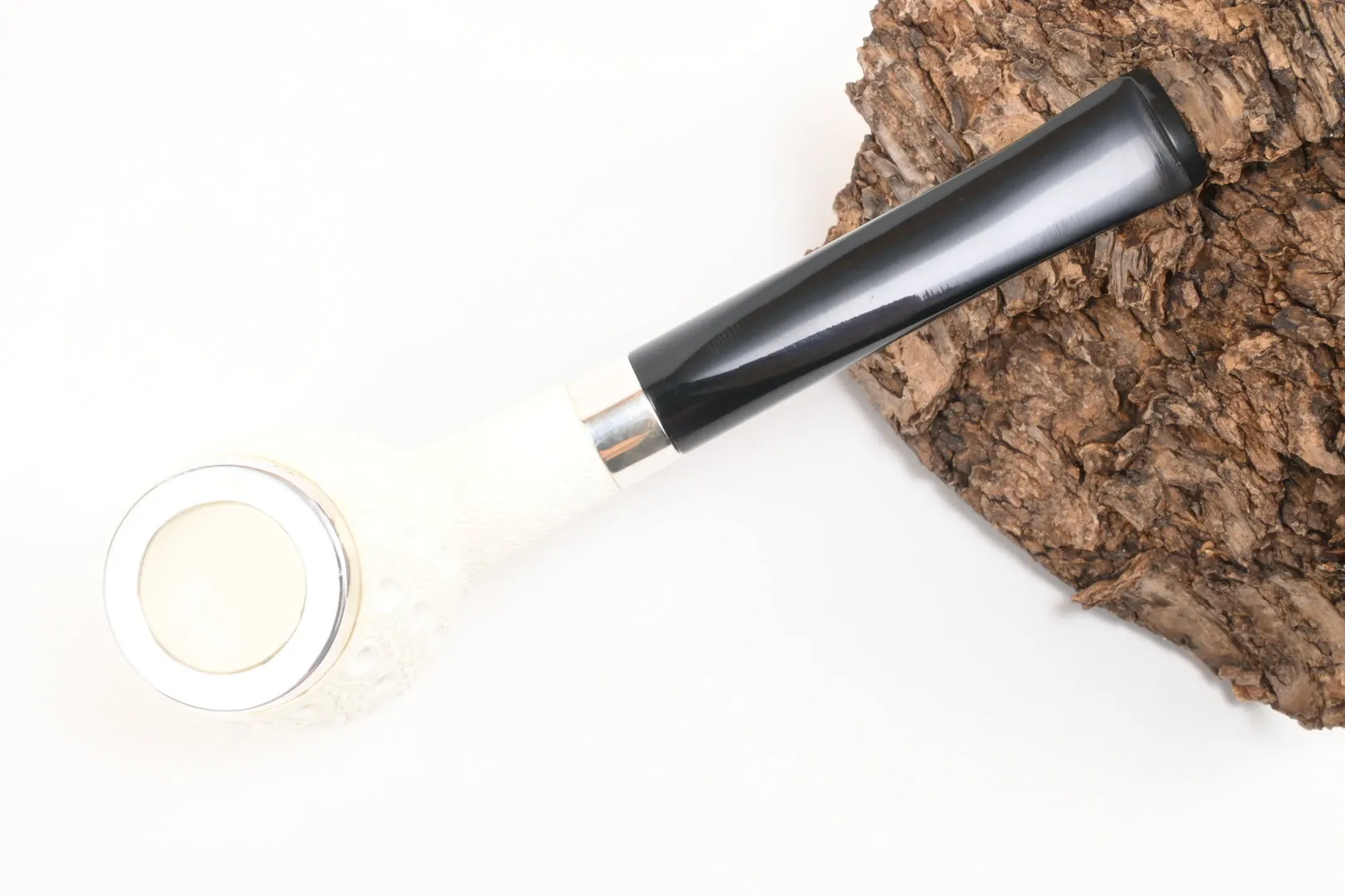 Meerschaum Pfeife Billiard graviert large Silber 2 von 1a Meerschaum – Produktbild 3
