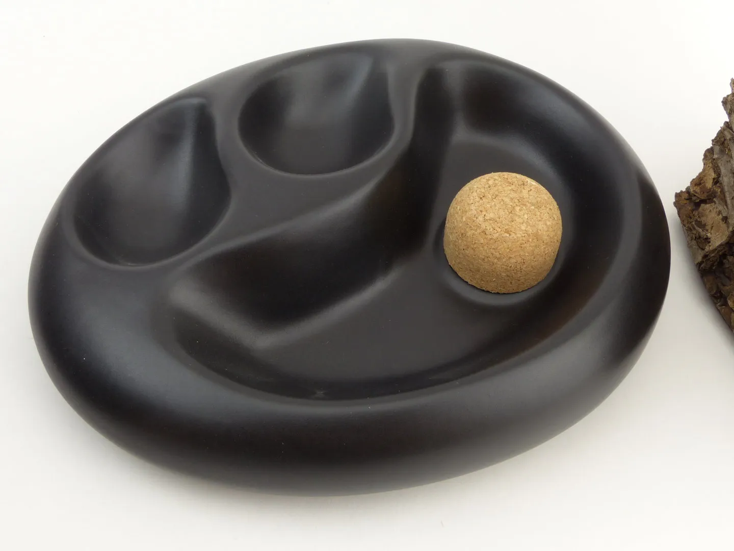 Pfeifenaschenbecher 2er oval schwarz matt