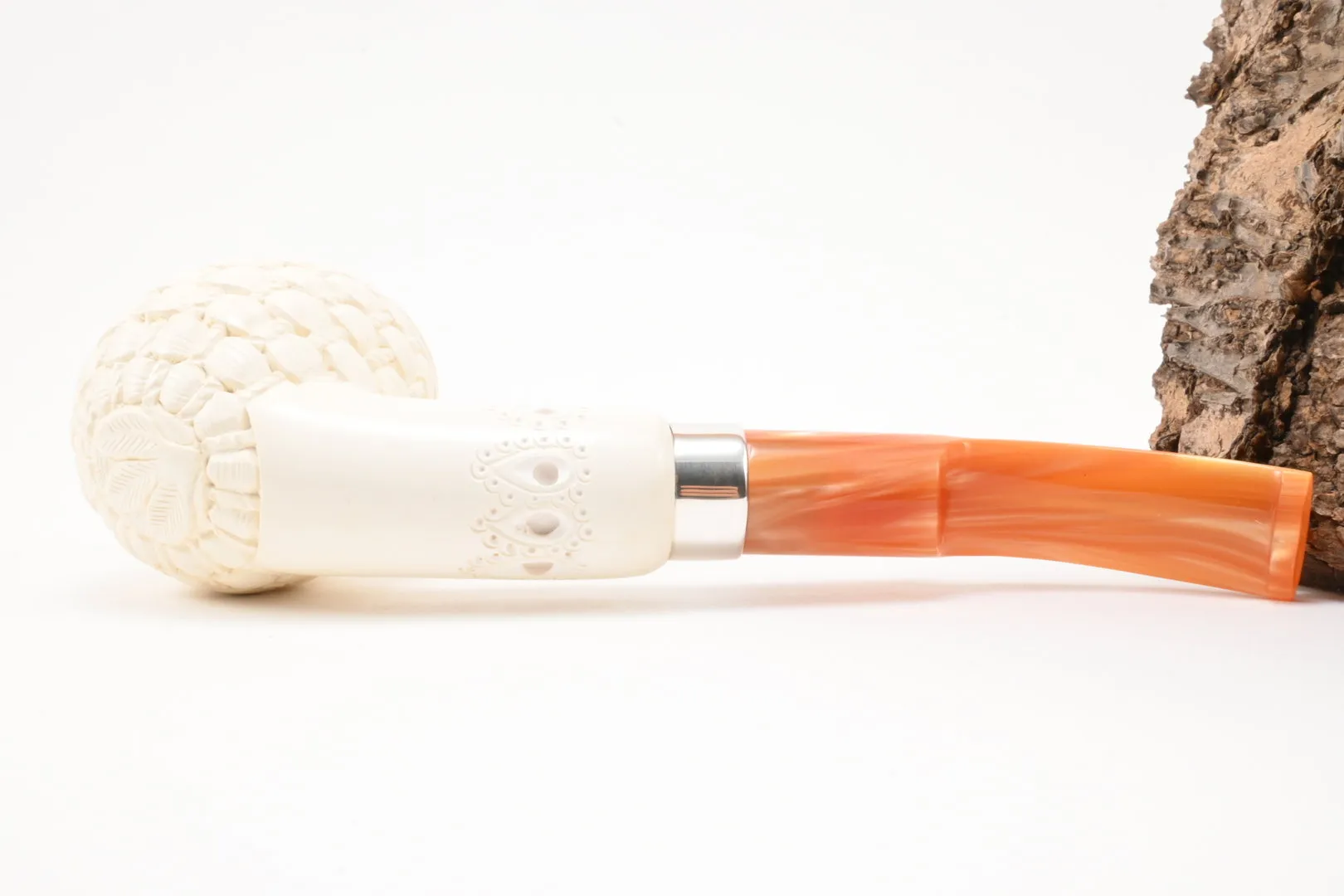 Meerschaum Pfeife Ball flecht large Silber von 1a Meerschaum – Produktbild 7