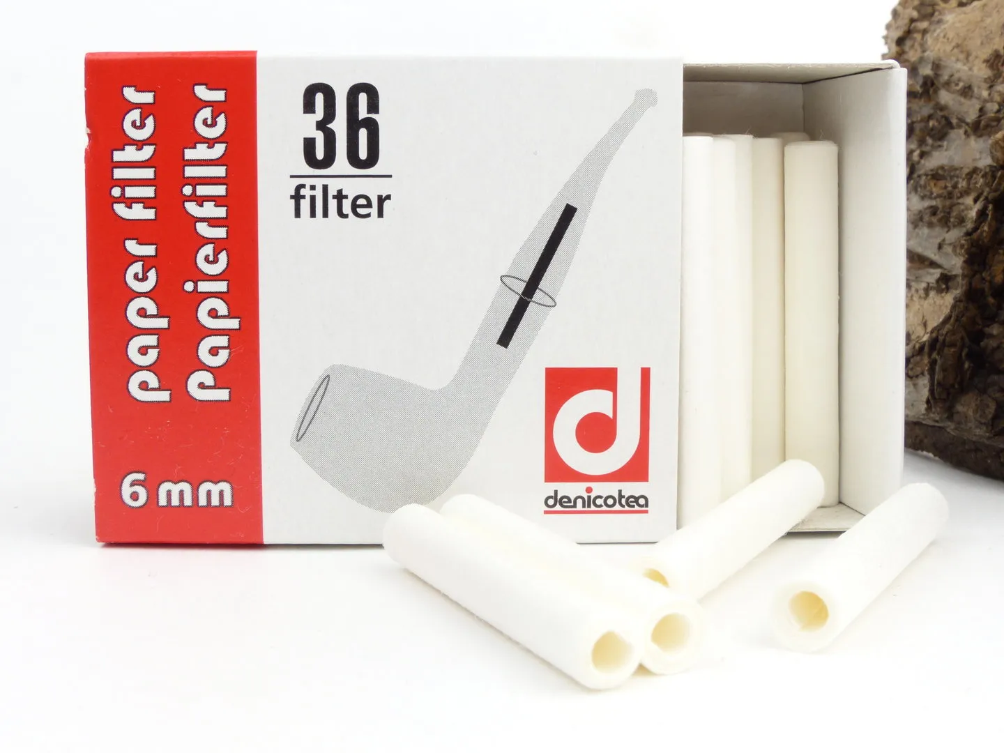denicotea Papier Pfeifen-Filter 6mm 36 Stück – Produktbild 3