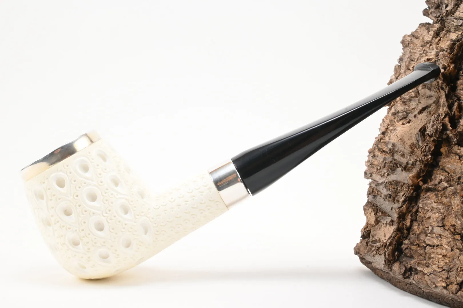 Meerschaum Pfeife Billiard graviert large Silber 2 von 1a Meerschaum – Produktbild 2
