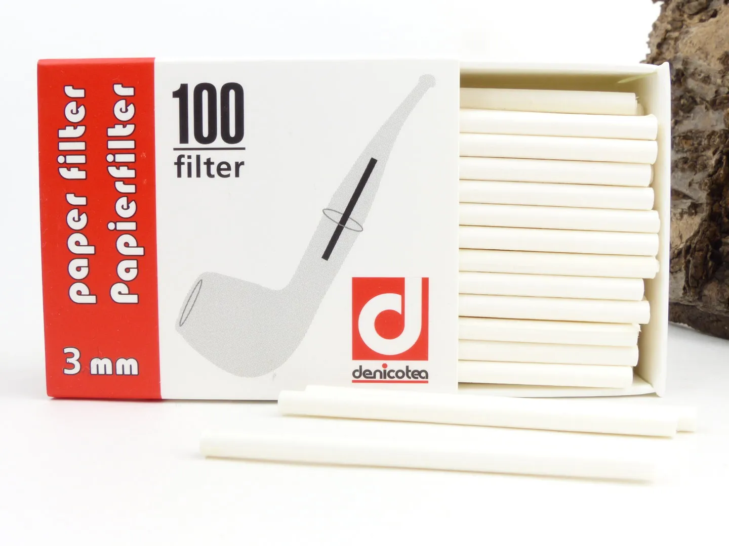 denicotea Papier Pfeifen-Filter 3mm 100 Stück – Produktbild 3