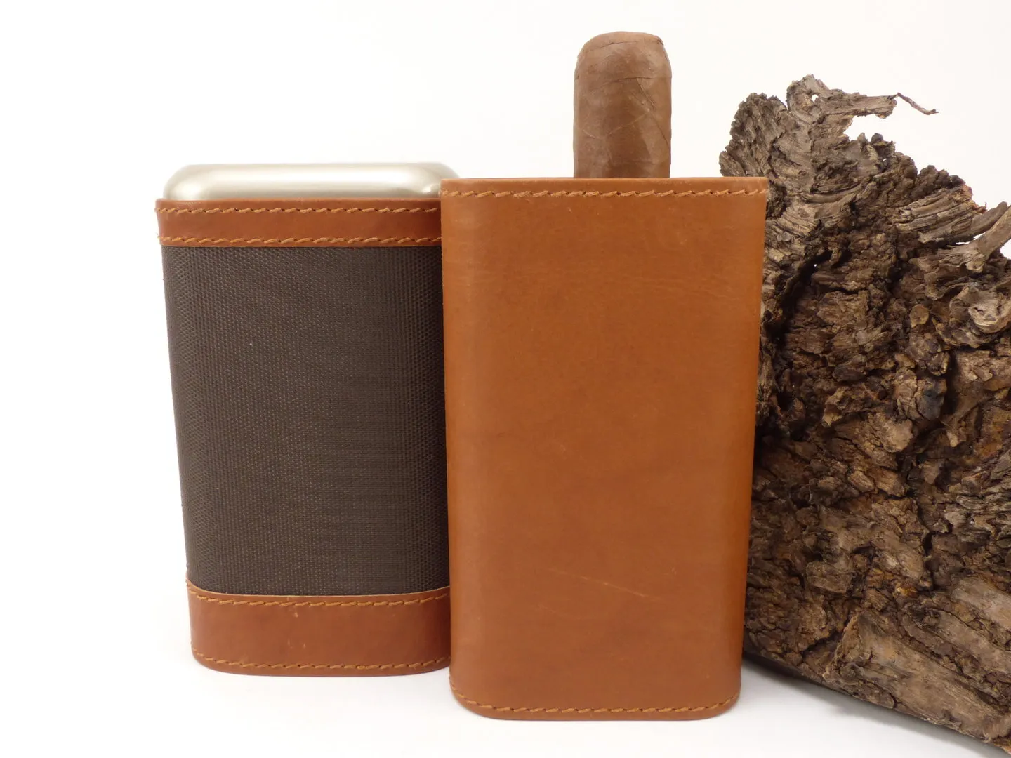 Zigarren Etui Leder Hell/Dunkel 3er – Produktbild 8