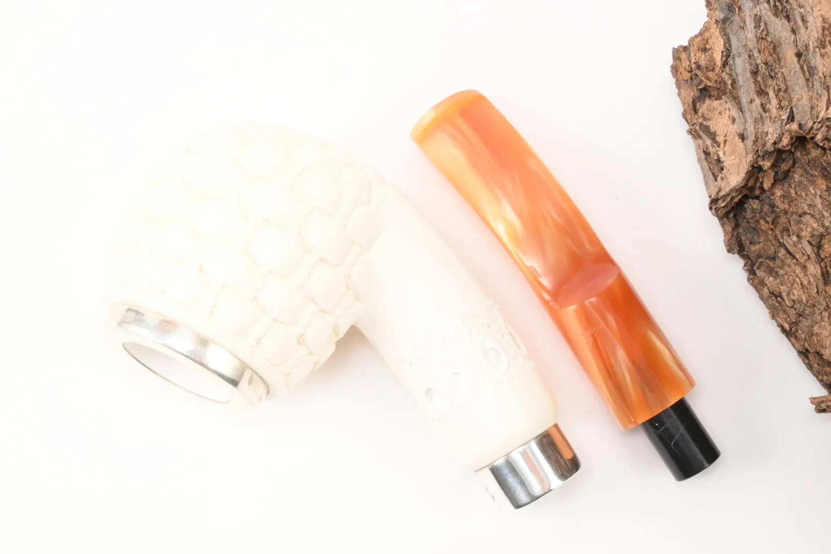Meerschaum Pfeife Ball flecht large Silber von 1a Meerschaum – Produktbild 9
