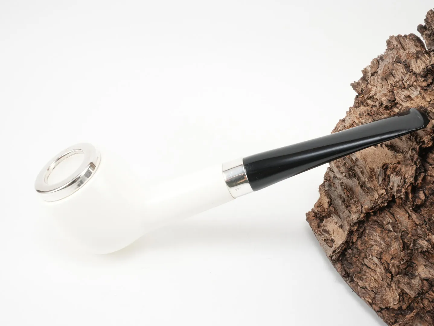 Meerschaum Pfeife Billiard glatt large Silber von 1a Meerschaum