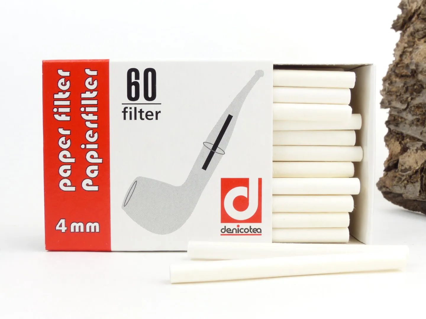 denicotea Papier Pfeifen-Filter 4mm 60 Stück – Produktbild 3