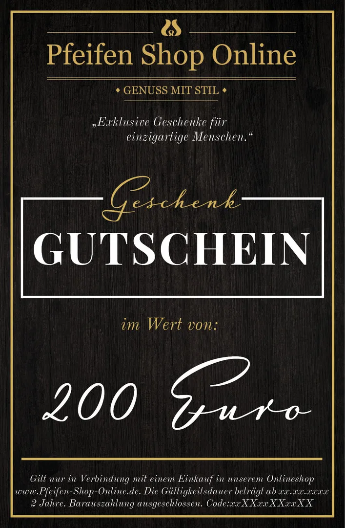 200 Euro Geschenkgutschein von Pfeifen Shop Online