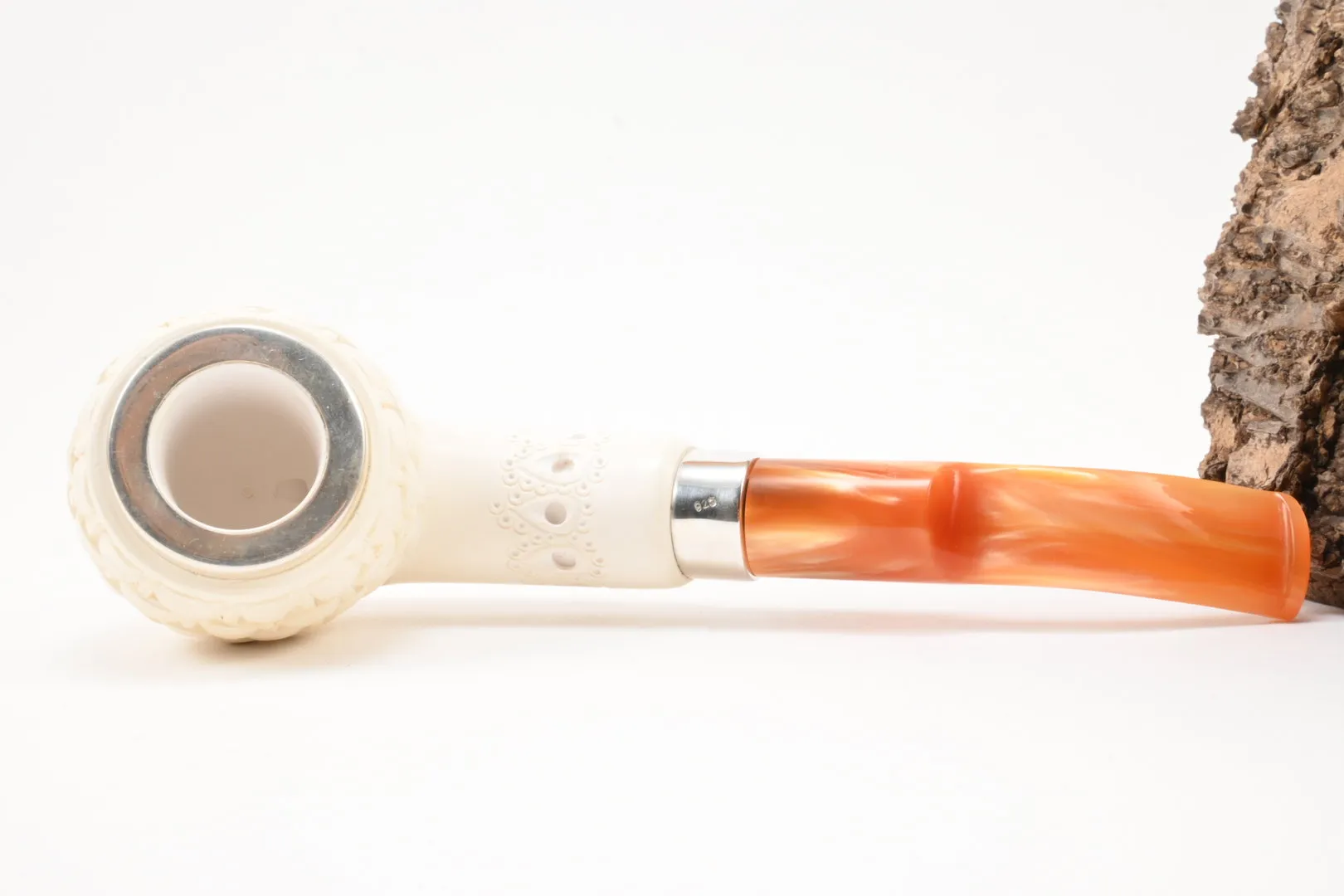 Meerschaum Pfeife Ball flecht large Silber von 1a Meerschaum – Produktbild 6