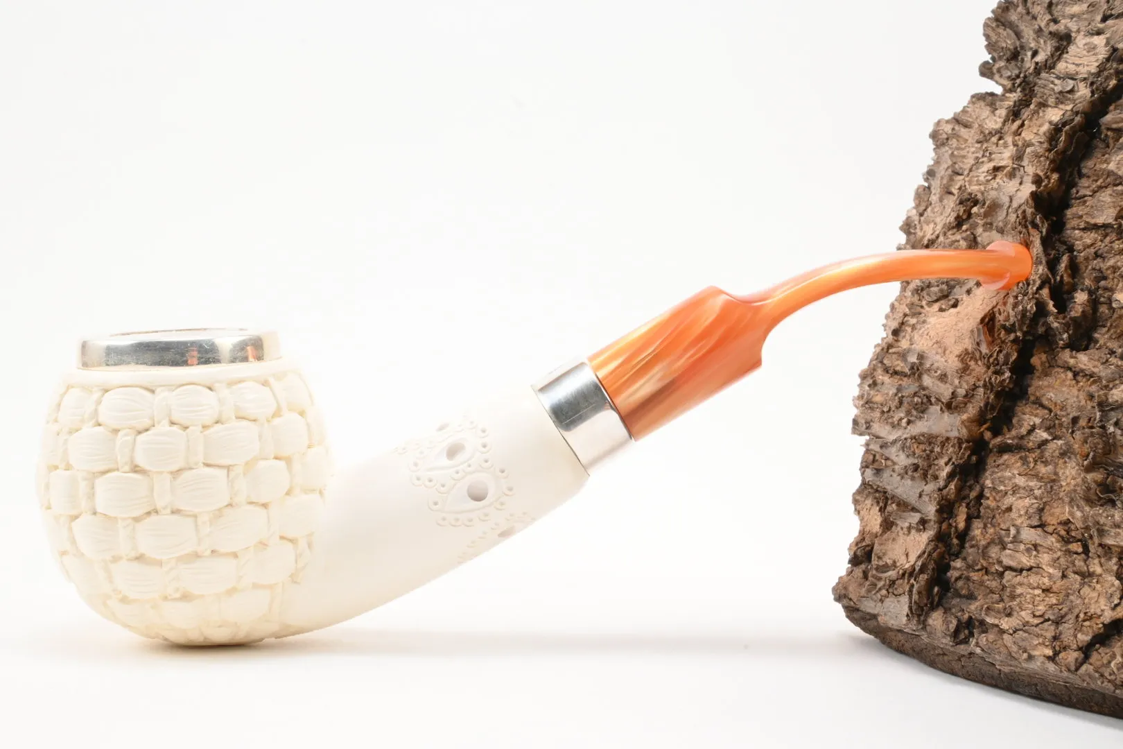 Meerschaum Pfeife Ball flecht large Silber von 1a Meerschaum – Produktbild 2