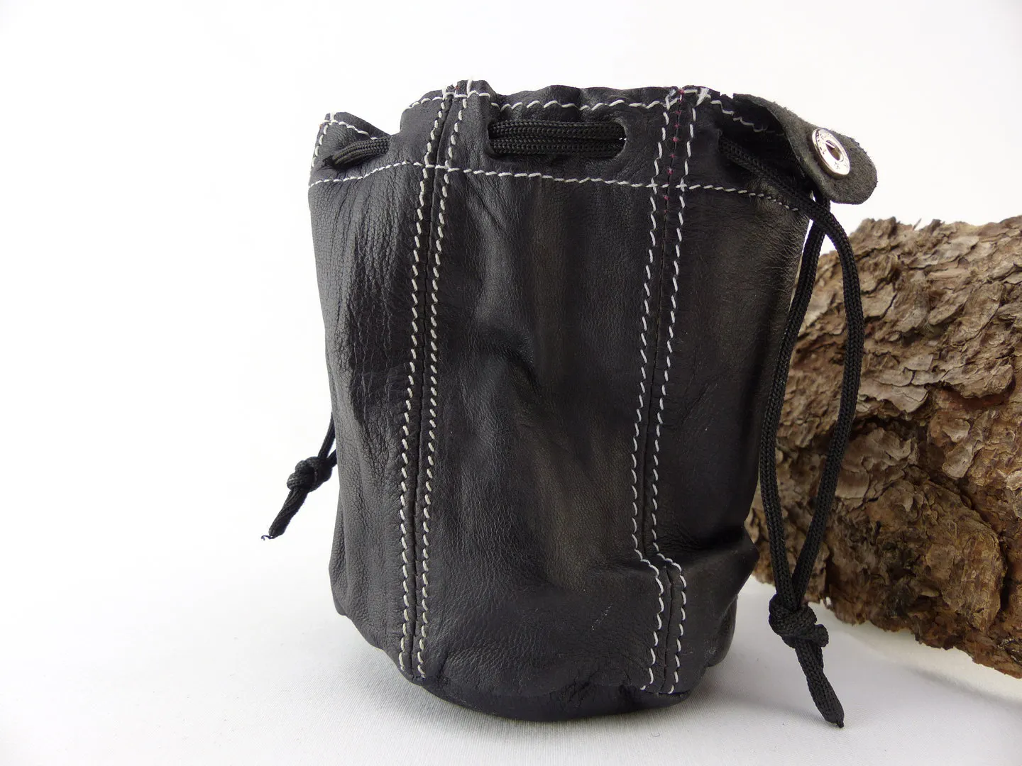 Tabakbeutel Leder Schwarz/Weiss Kautschuk – Produktbild 6