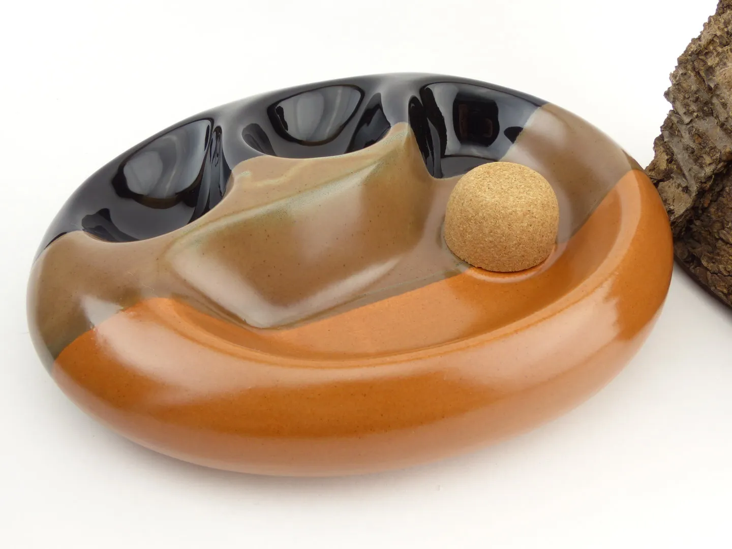 Pfeifenaschenbecher 2er tricolor oval