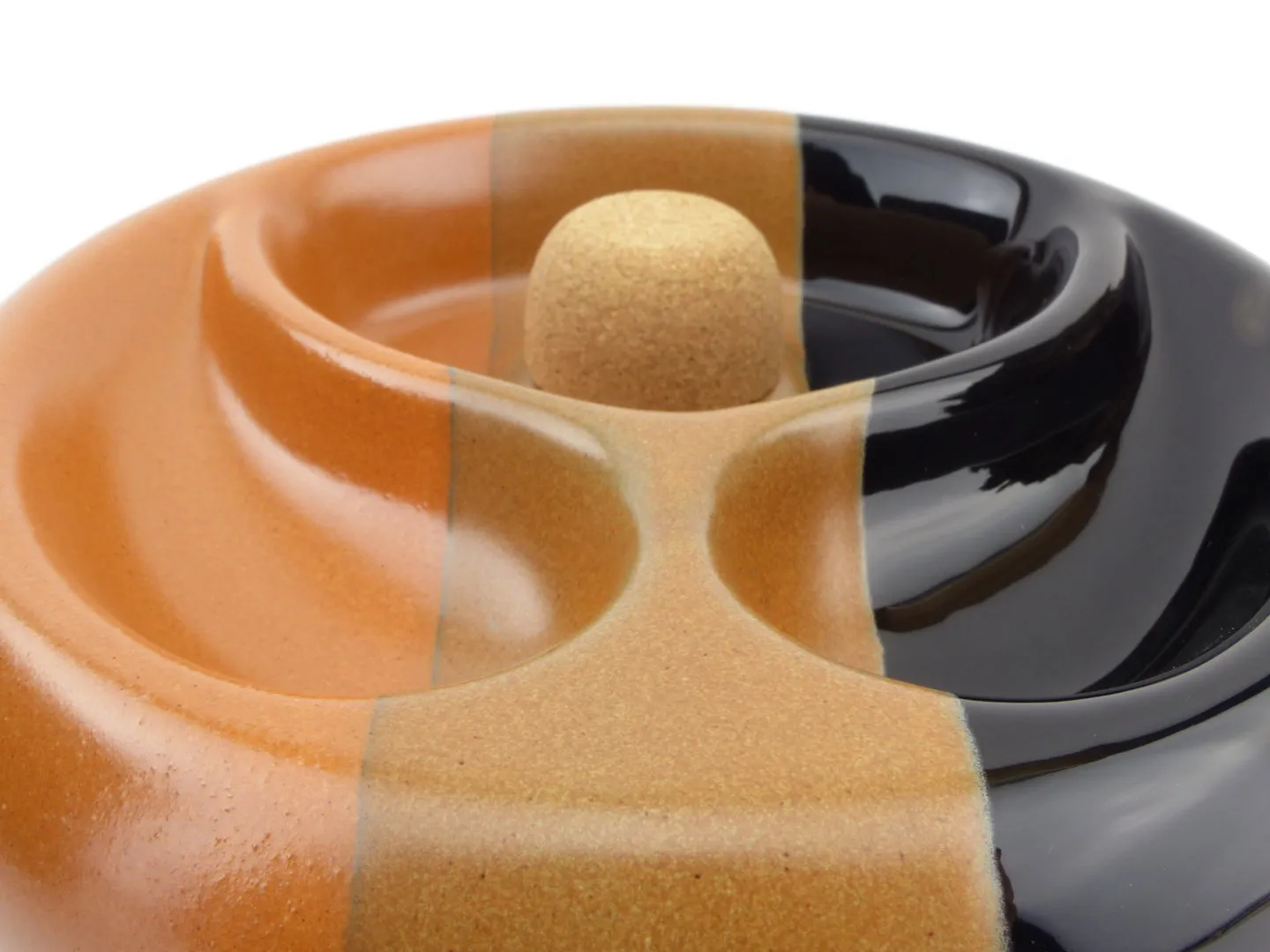 Pfeifenaschenbecher Rund Tricolor Schwarz Braun – Produktbild 3