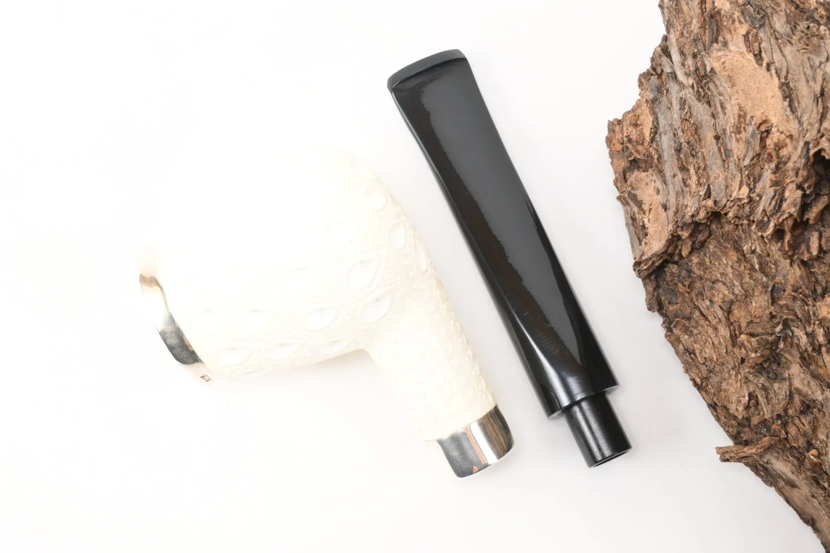 Meerschaum Pfeife Billiard graviert large Silber 2 von 1a Meerschaum – Produktbild 9
