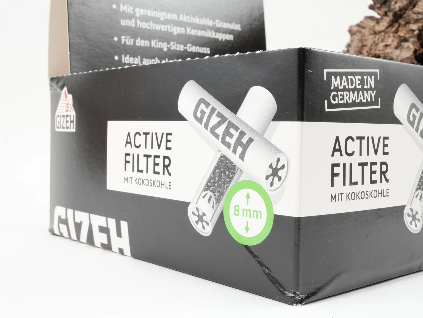 GIZEH Aktivkohlefilter 8mm 200 Stück (für 9mm Pfeifen) – Produktbild 4
