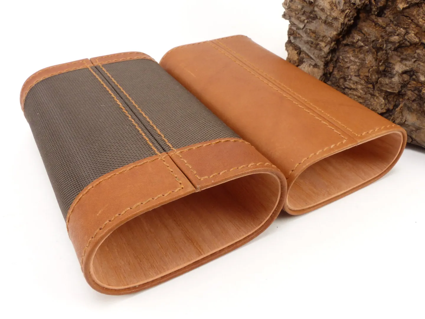 Zigarren Etui Leder Hell/Dunkel 3er – Produktbild 5