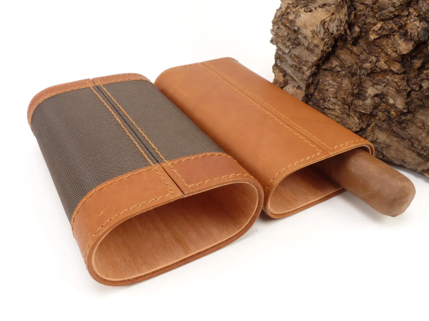Zigarren Etui Leder Hell/Dunkel 3er – Produktbild 6